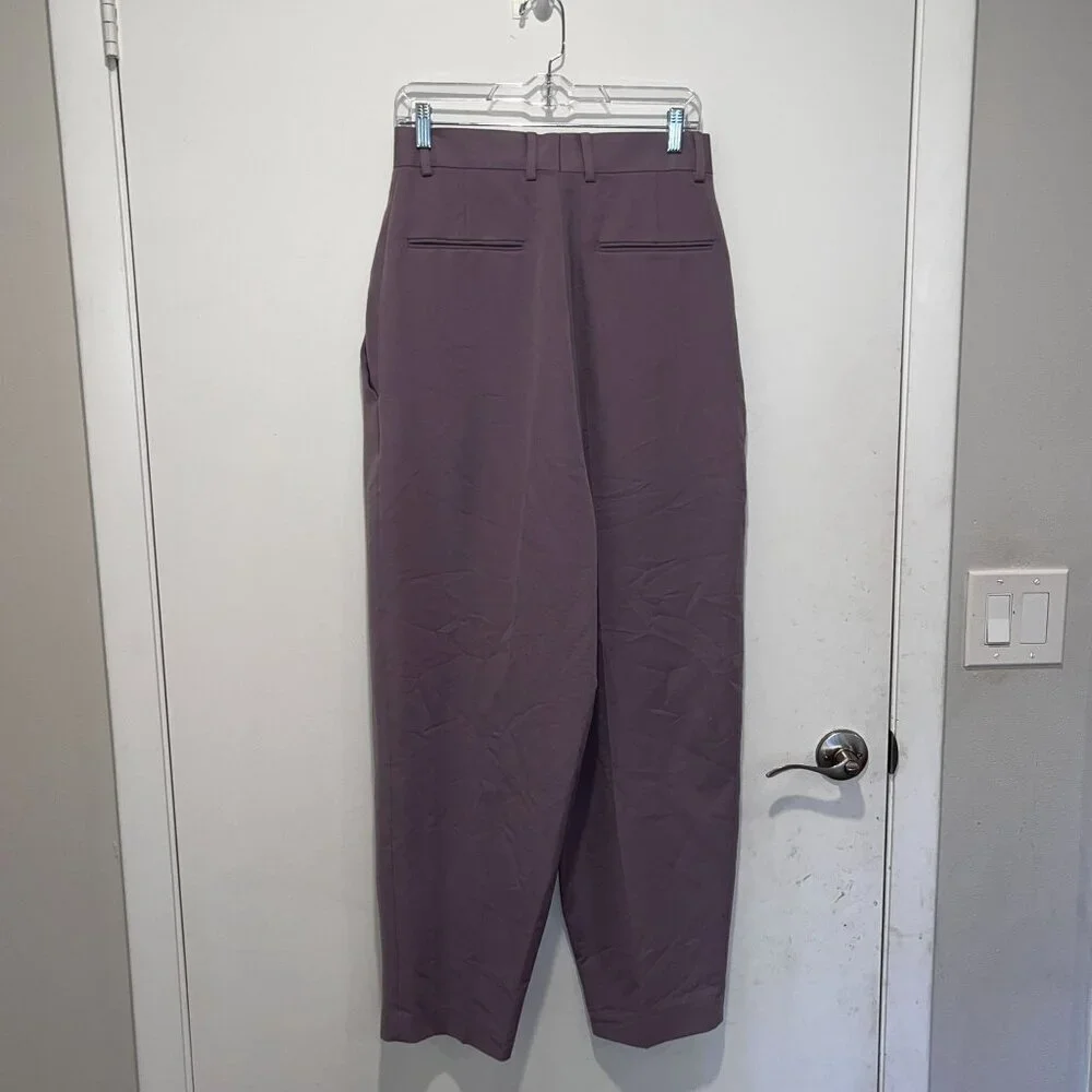 Asos Design Purple High-Waisted Pleated Lightweight Women's Trousers Pant Size 3